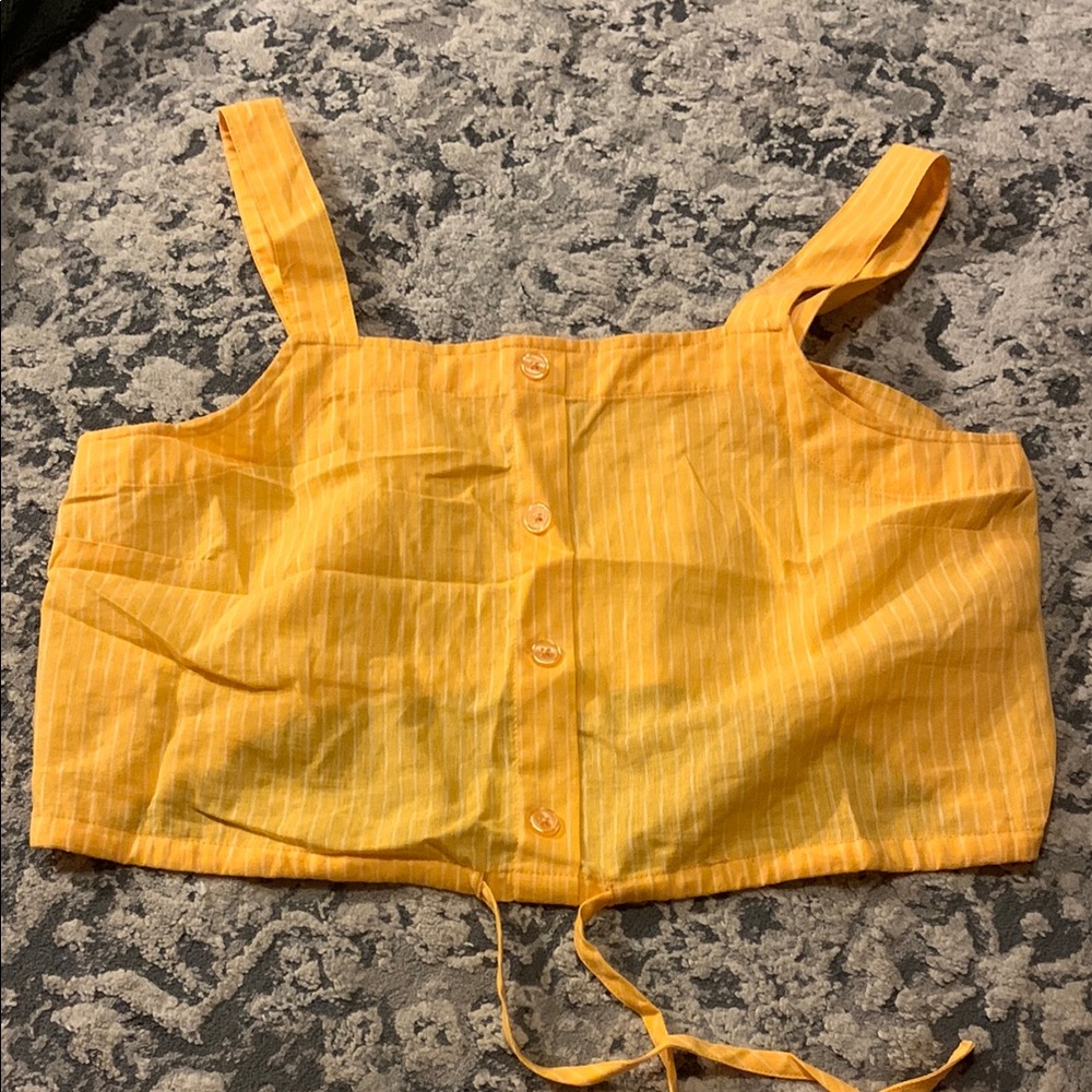 A New Day Golden Striped Crop Top